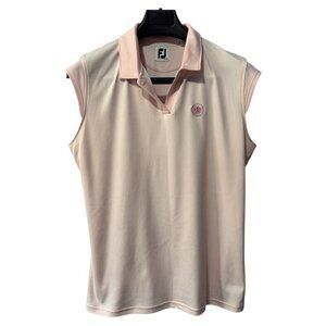 FOOTJOY LADIES STRIP LISLE POLO SHIRT - BLUSH PINK -‎ SIZE LARGE GOLF SHIRT